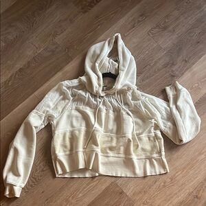 Free People off white hoodie with lace detail